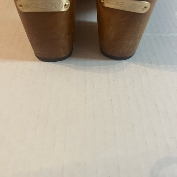 Michael Michael Kors mules wood heels black suede white braid details gold studs - Picture 8 of 9